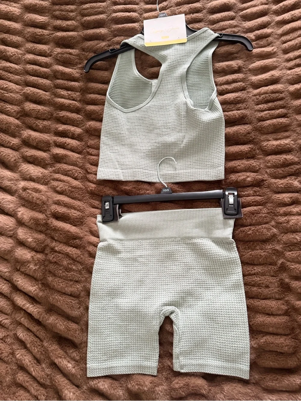 Workout Mint Waffle Tank and Shorts Set